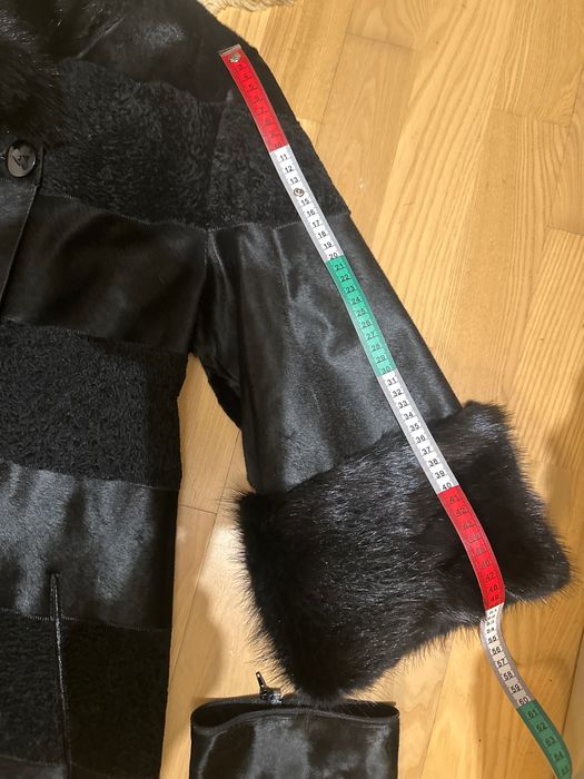 Естествено кожено палто EVER №40 – астраган, косъм, свалящи се ръкави