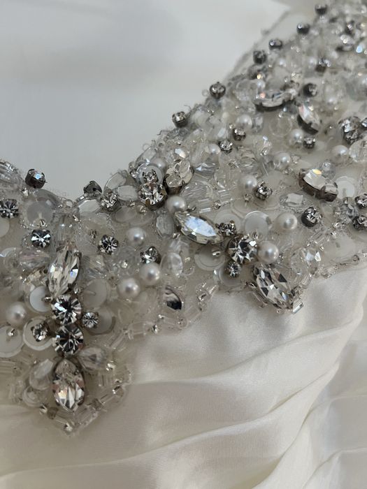 Rochie de mireasa ivoar, din tafta cu buzunare