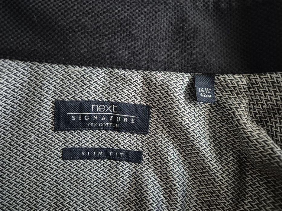 Cămașă bărbătească Next Signature, 100% bumbac, slim fit, guler contrastant negru, mărime 42cm/16½"