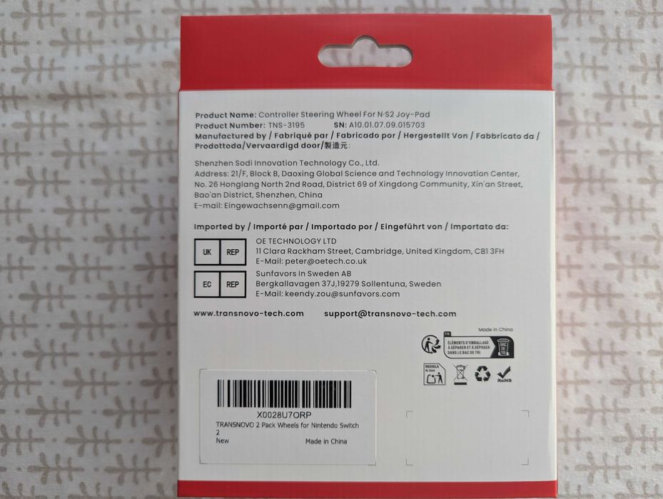 Set 2 volane Transnovo pentru Nintendo Switch 2 Mario Kart JoyCon