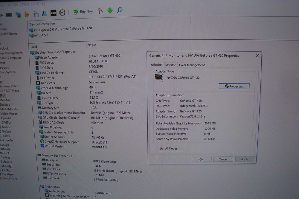 Placa video Nvidia GT 420 1GB VGA DVI HDMI single slot slim card