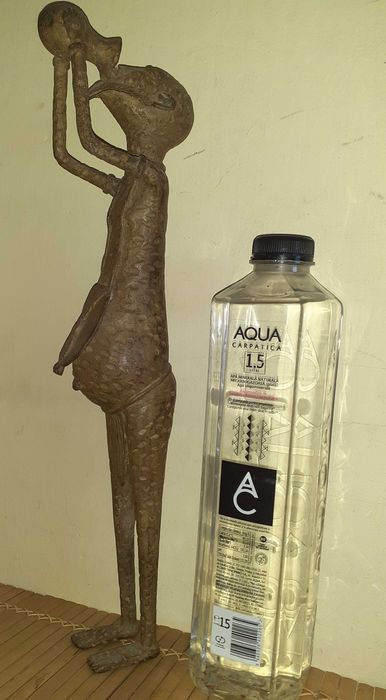 Statuetă africană antropomorfă, 46 cm, bronz masiv,  2,7 kg, Burkina Faso