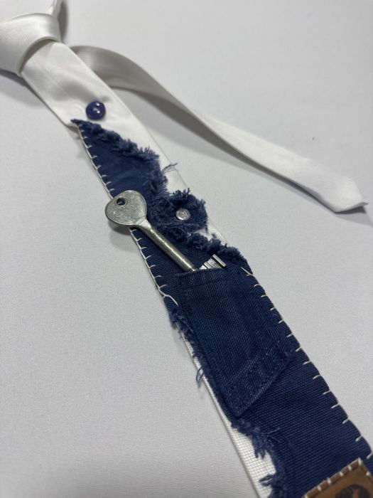 Cravata Carhartt WIP reworked 1of1 handmade white & blue