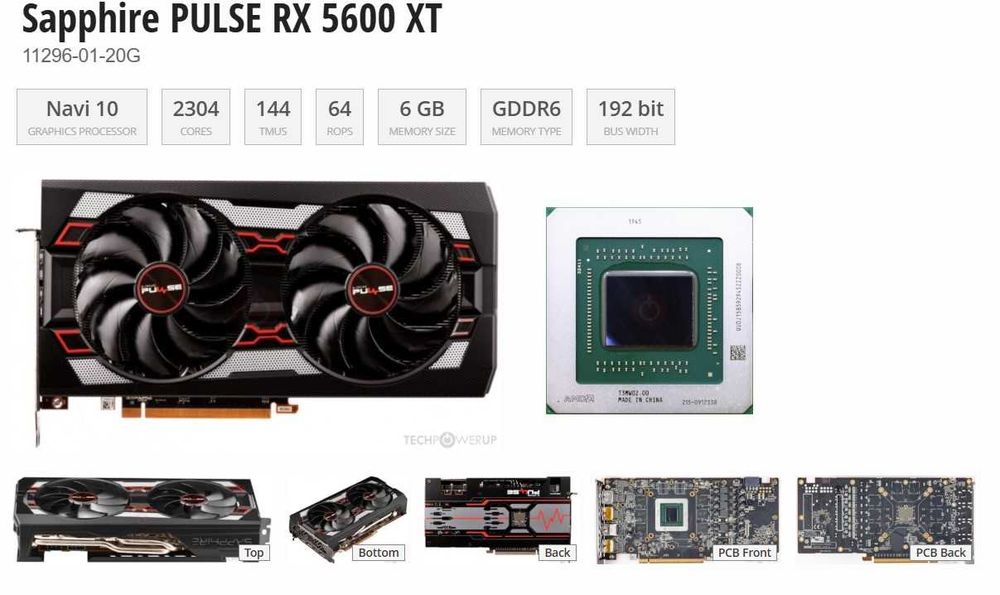 Placa video SAPPHIRE PULSE RX 5600 XT 6GB GDDDR6 PCIe Gen 4