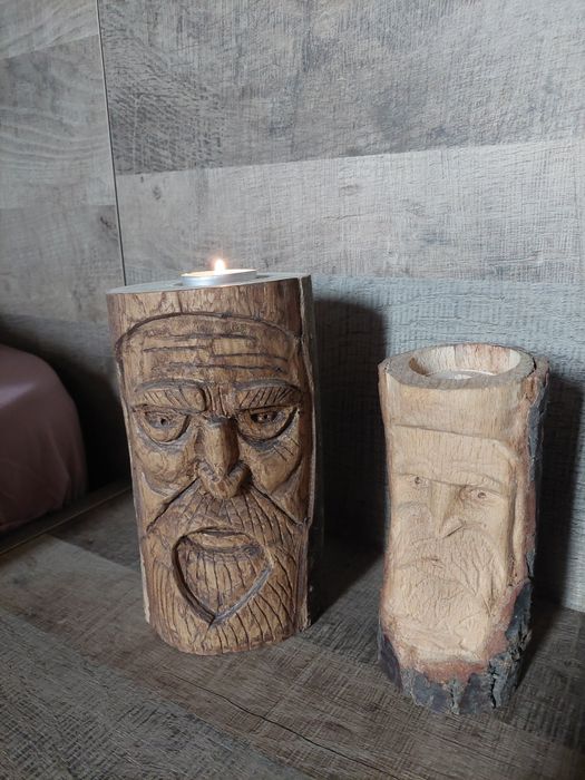 Дървен свещник handmade ръчна изработка