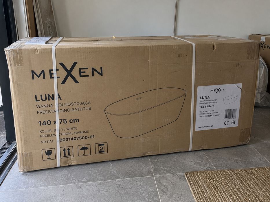 Cadă Mexen Luna 140x75 + baterie freestanding Alma – NOI în cutie