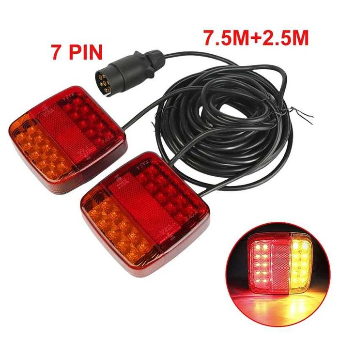 Комплект магнитни  LED задни светлини за ремарке, 12V, с кабел 10 м