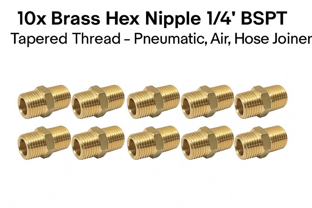 Месингов нипел 1/4"  - Конусна резба - фитинг връзка за въздух/вода