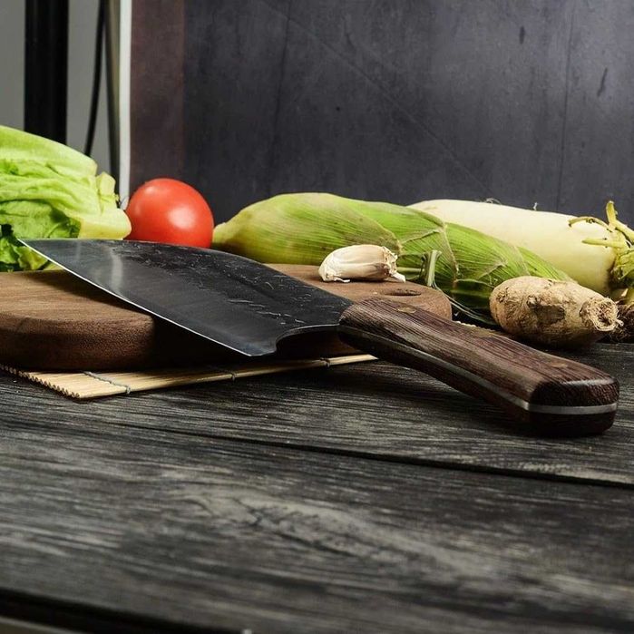 Cutit bucatarie tip satâr B-SQUL 30 cm, lama inox 20 cm, maner lemn, Chef/Japanese Cleaver