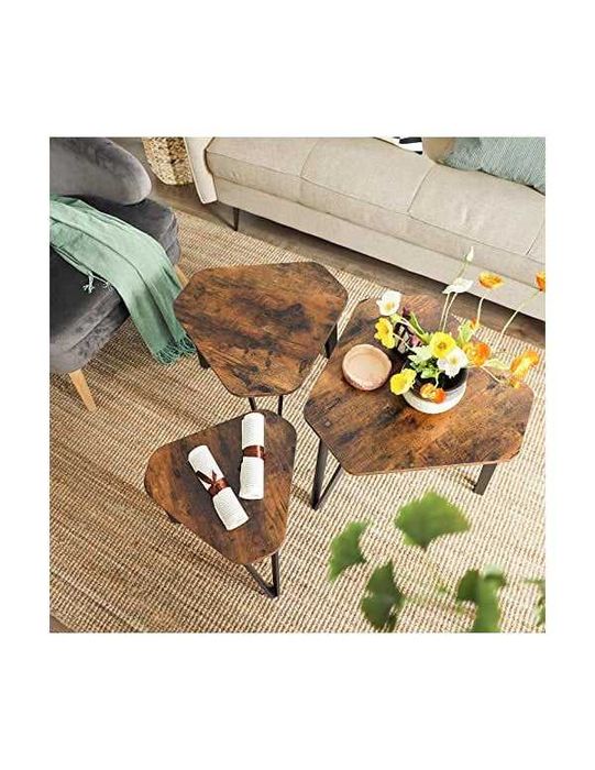 Set 3 masute de cafea, Vasagle, Maro Rustic, LNT14BX, 58 x 45 x 51 cm