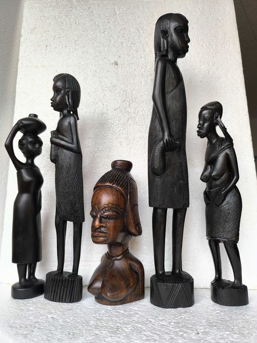 statuete abanos sculptura africa tribul Masai,arta veche vintage antic