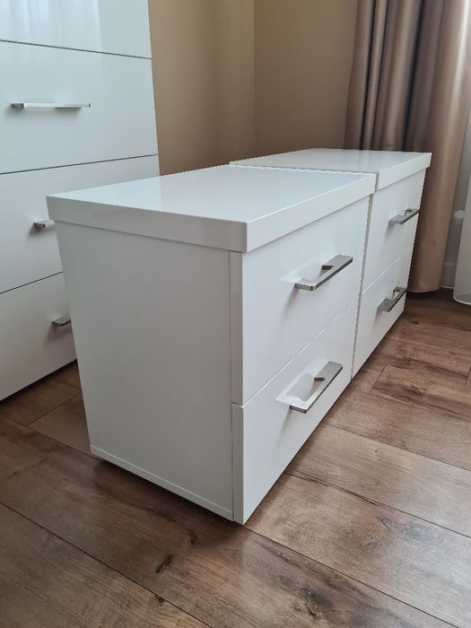 Set noptiere mdf alb lucios