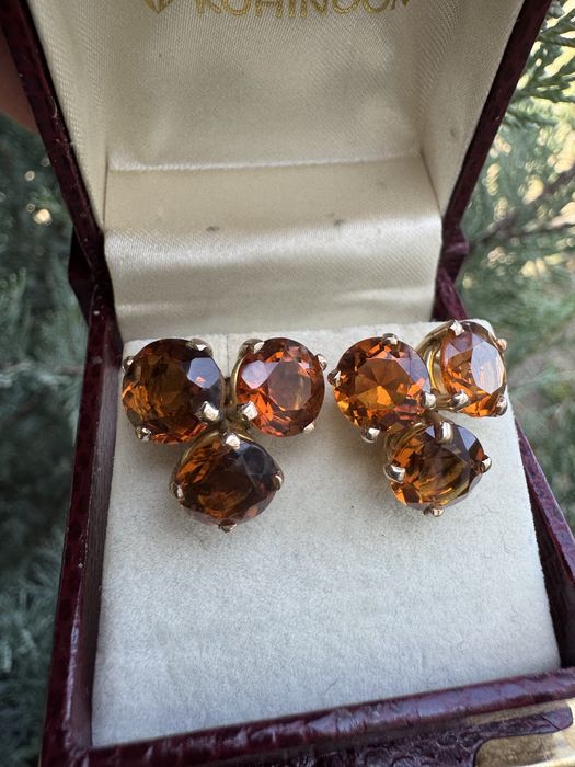 Cercei din aur si citrine