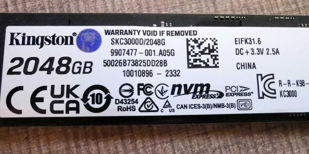 NVME M.2 SSD 2TB Kingston KC3000 PCIe 4.0, Endurance - 1600TBW