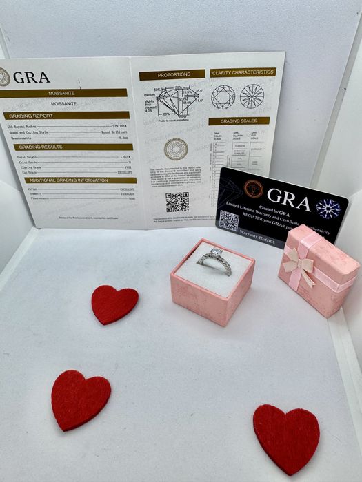 Сребърен пръстен с мойсанит (диамант) 1 карат