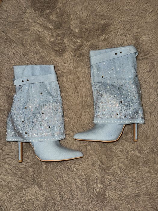 Cizme denim cu pietricele