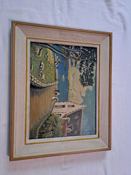 tablou vechi pictura pe panza 51/41 cm semnat Le Lorrain