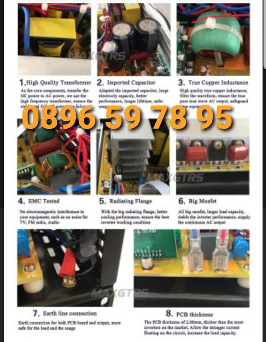 Инвертор Преобразувател 12v 500w Кола Камион Автобус 1000w Инвентор