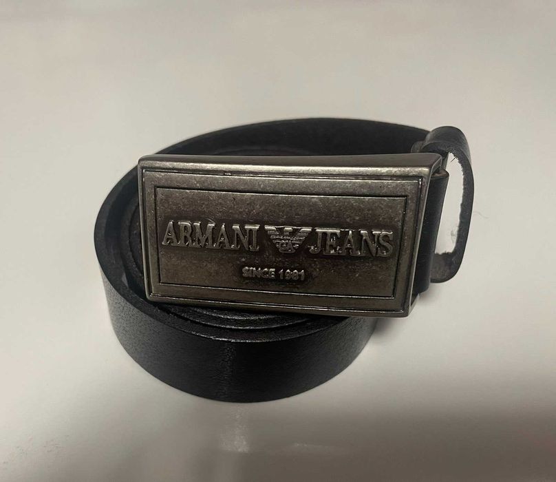 Нов мъжки колан от естествена кожа Armani Jeans дължина 110см