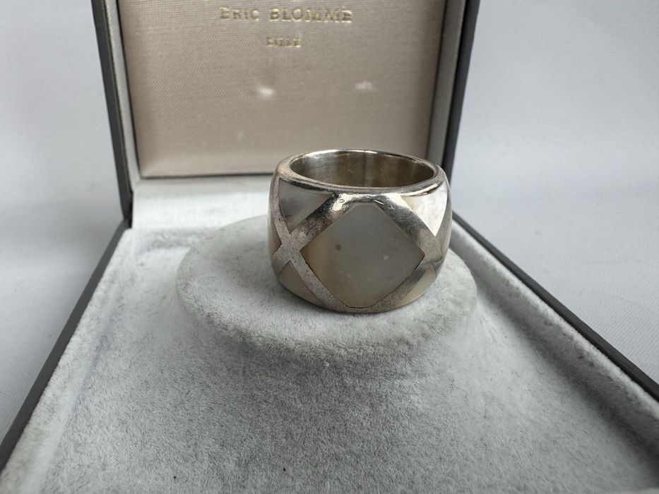 Inel masiv din argint si sidef