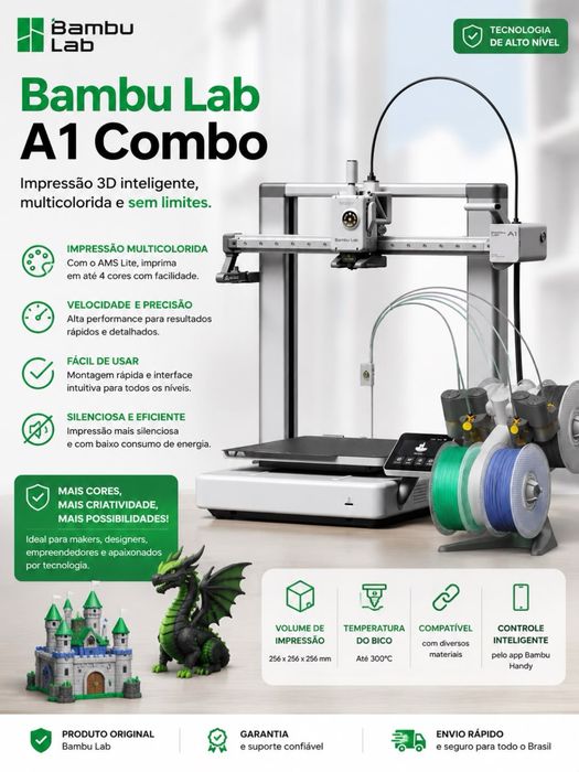 Запечатанный 3D Printer Bambu Lab A1, A1 Combo Global Version, ГАРАНТ