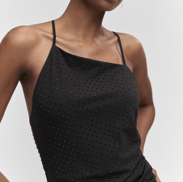 Rochie cu strasuri asimetrica Mango