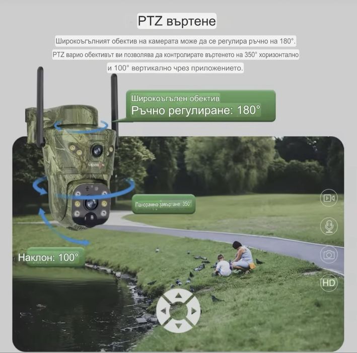 Ловна камера LS Vision WI-FI Соларна PTZ два обектива
