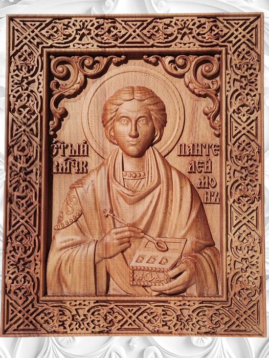 Икона на Св. Богородица Умиление - авторска дърворезба
