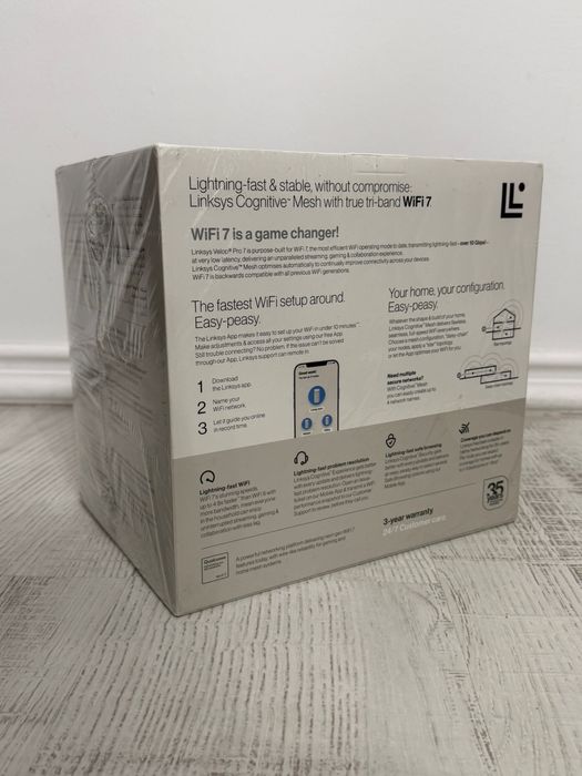 Sistem Mesh Linksys Velop MBE7003 Tri-Band WiFi 7, 3-Pack (Alb) - SIGILAT