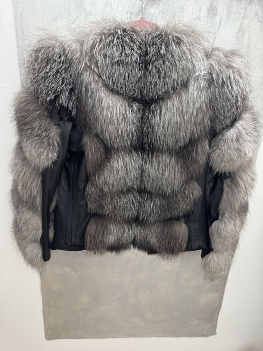 Jachetă / Vestă din Blană Naturală de Vulpe Argintie 2-în-1