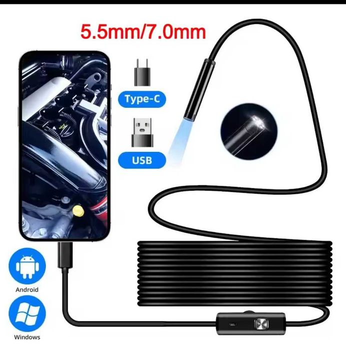 Camera Endoscopica HD 720p , Camera Inspectie 5.5mm Camera flexibila inspecție auto , instalații , Lungime 2m Waterproof Camera Flexibila cu Leduri