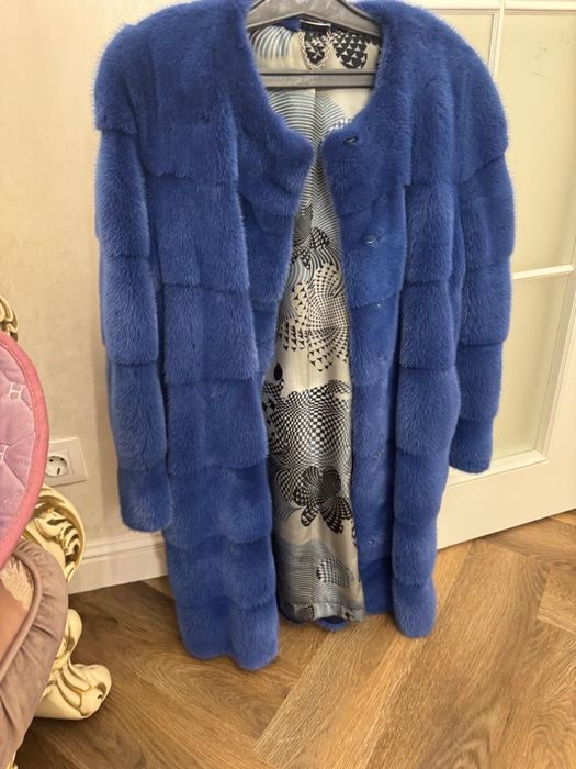 Норковая шуба синего цвета