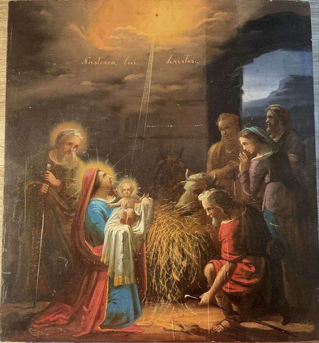 Nasterea Domnului pictura pe lemn
