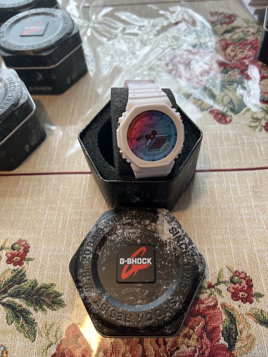 Ceas Casio G-Shock GA-2100P-8A alb rainbow
