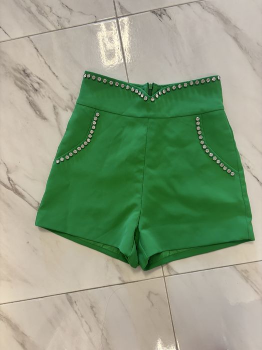 Къси гащи с висока талия и камъни ХС