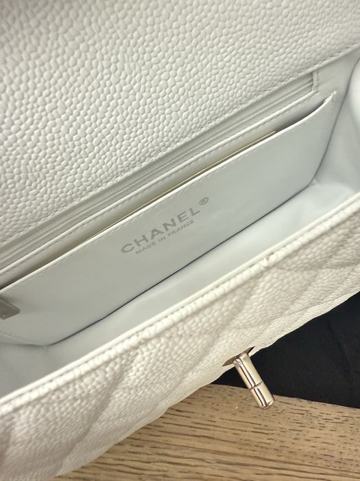 Geanta Chanel mini flap bag alba caviar leather copie 1/1 superfake