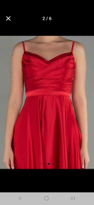 Червена официална сатенена рокля