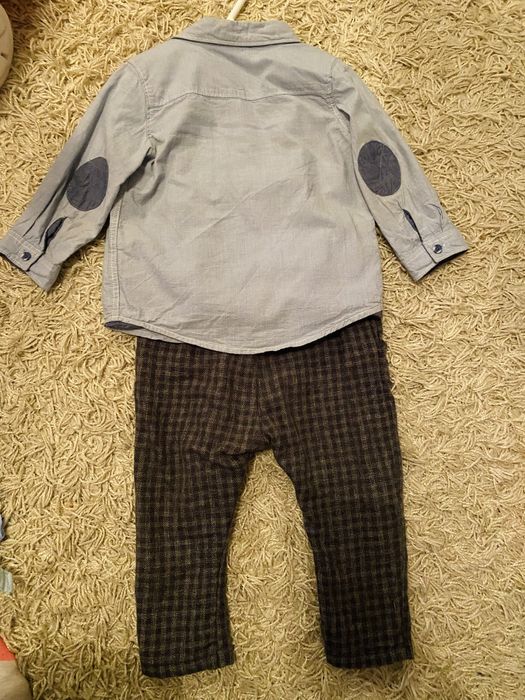Costum H&M, pantaloni si camasa, marimea 80, 9-12 luni