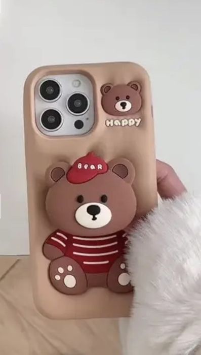 Чехол с мишкой + попсокет (подставка) на iPhone 14 Pro Max