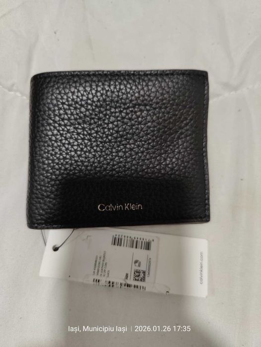 Portofel din Piele naturala Calvin Klein,Bărbați Negru (Super Ofertă).