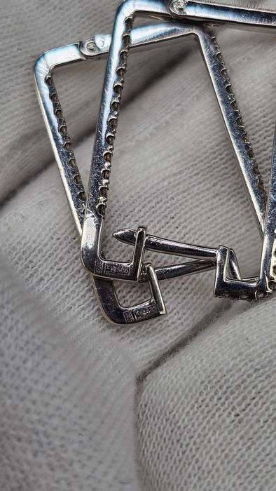 Обеци 14К бяло злато с естествени диаманти | 585 | 3.27 г