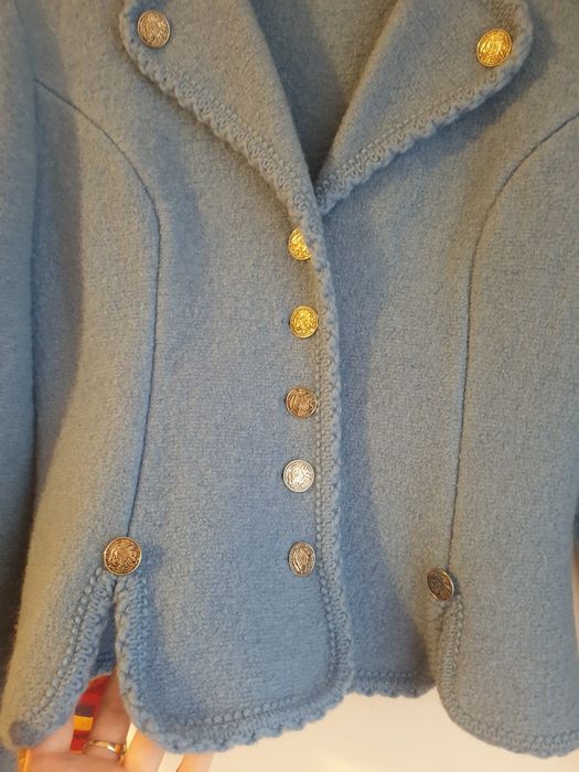 Sacou  cambrat vintage lana albastru deschis