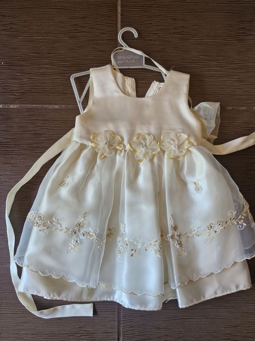 Rochie fetite 2 ani satin aurie