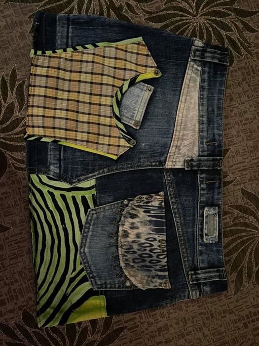 Маркова Модерна Дънкова Поличка Franco Ferucci пъстроцветнаУникатМодел