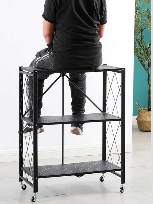 Напольный металлический стеллаж на колесиках, для кухни, 3/4/5 полок