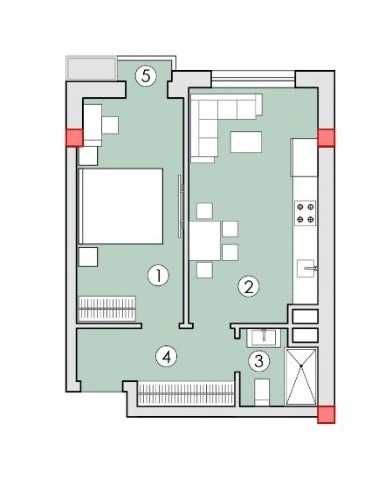 Yu  1 комнатная 39м2 квартира ЖК Chimgan Hills, экобазар Чимган