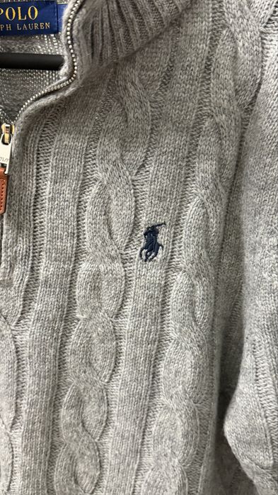 Pulover Polo Ralph Lauren gri, quarter-zip
