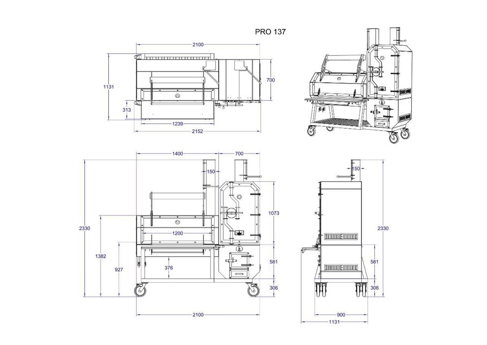 Смокер-гриль-коптильня “PRO-136”,профессиональный смокер,мангал