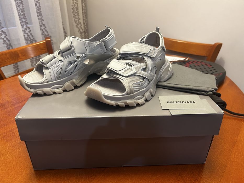 Balenciaga track sandals grey