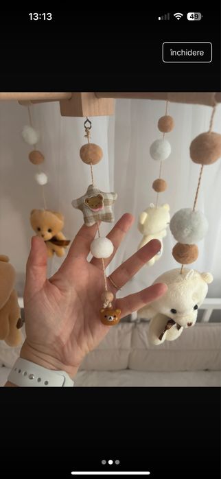 Carusel cu ursuleti si voal cu baldachin